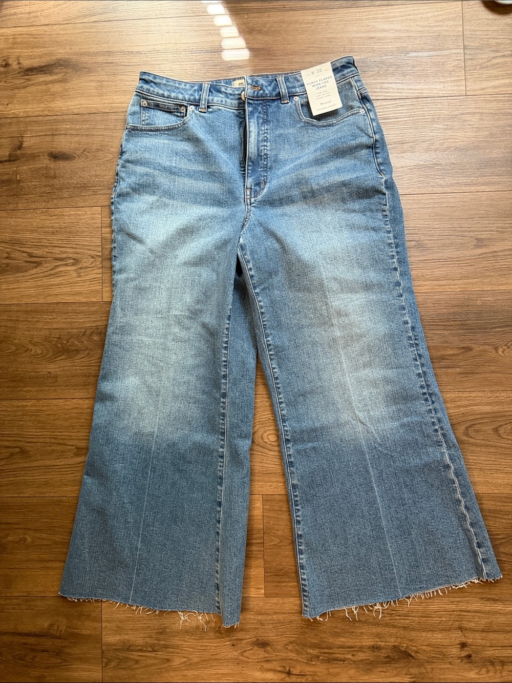 Madewell Light Blue Wide-Leg Raw Hem Jeans